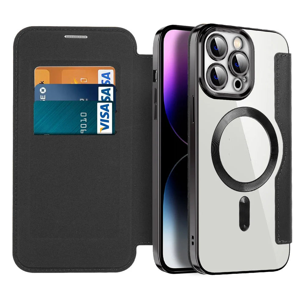 Étui téléphone à rabat magnétique avec emplacement carte et protection antichoc 1