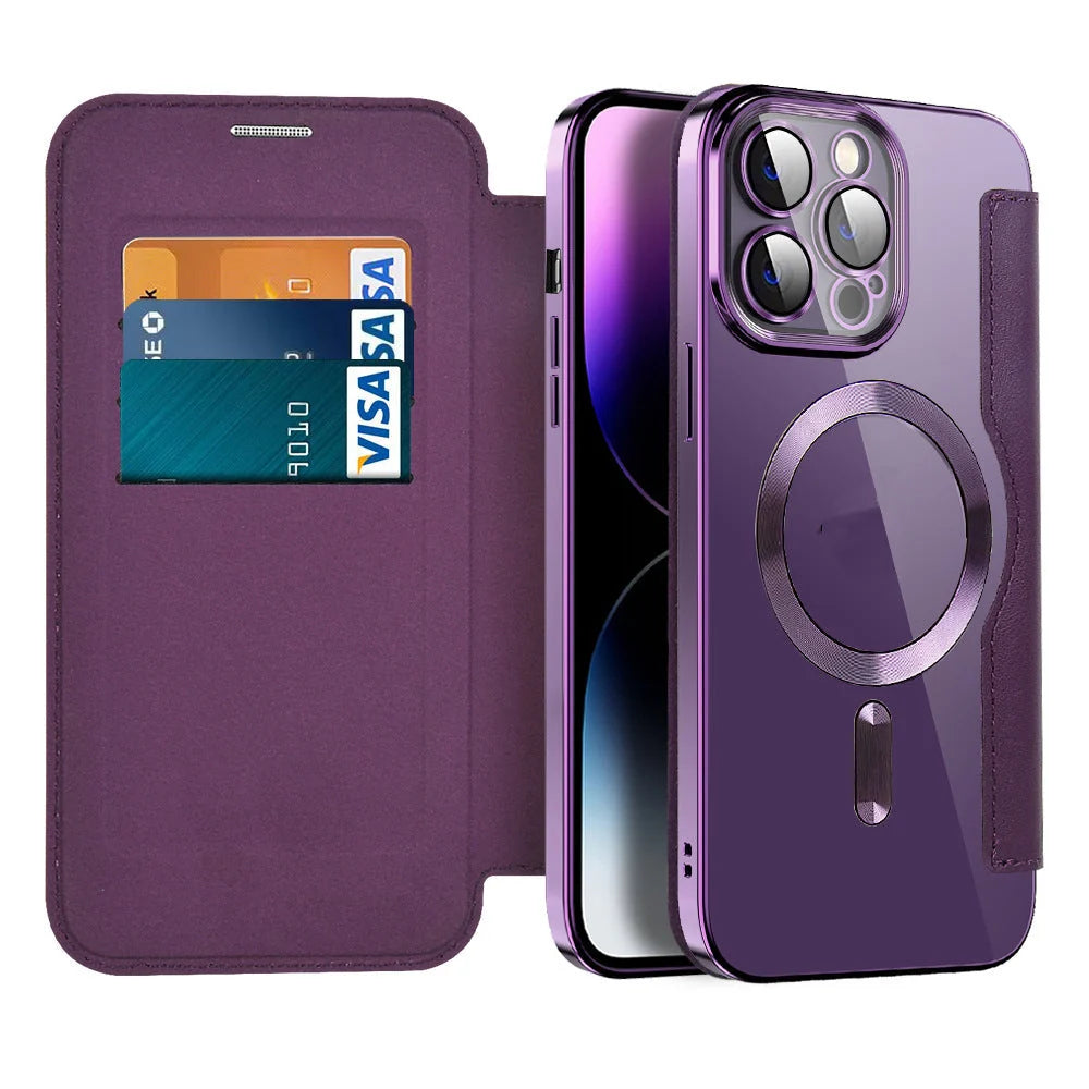 Étui téléphone à rabat magnétique avec emplacement carte et protection antichoc 2