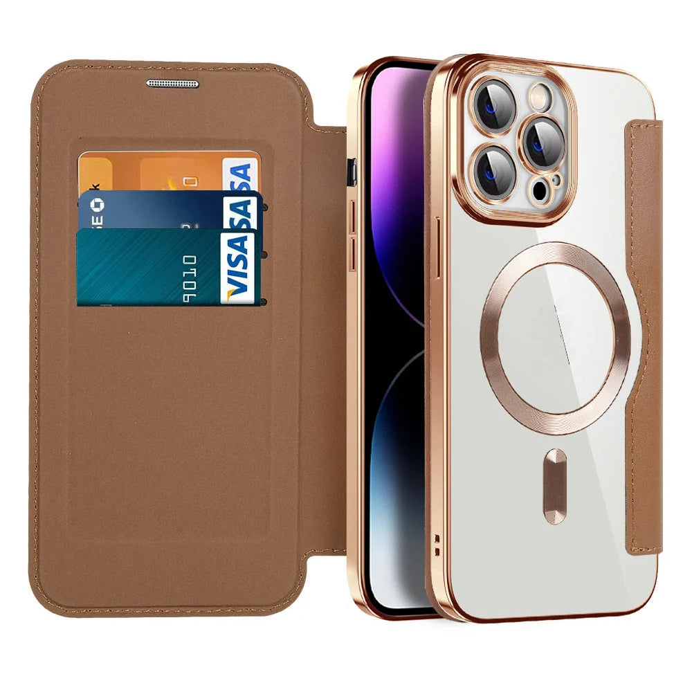 Étui téléphone à rabat magnétique avec emplacement carte et protection antichoc 6