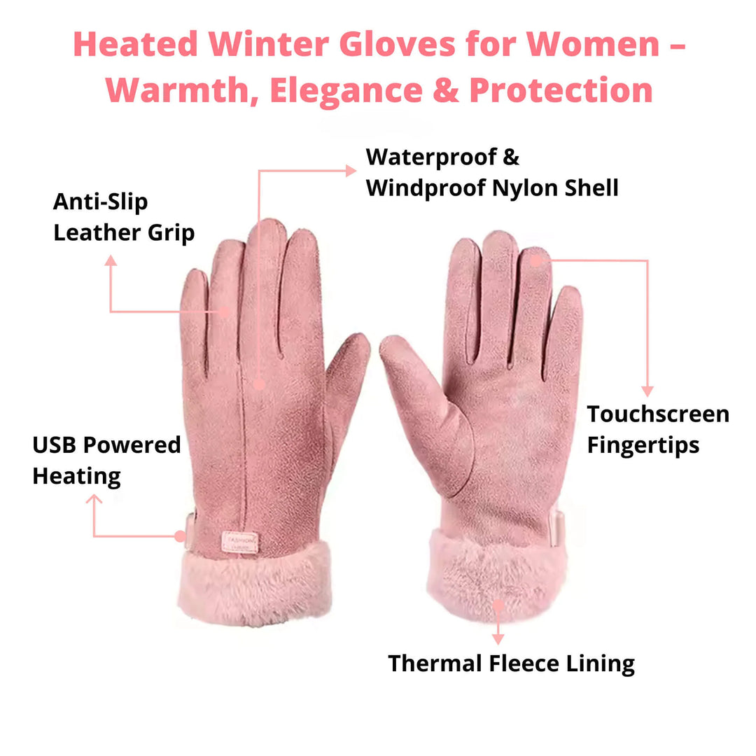 Gants chauffants pour femmes imperméables avec écran tactile et recharge USB 5