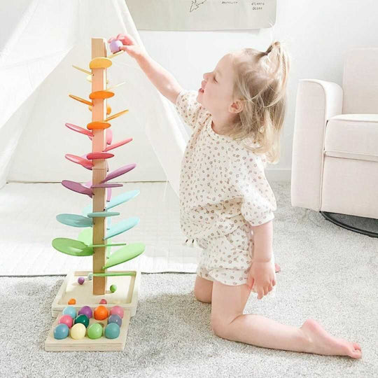 Jouet Éducatif en Bois pour Enfants - Arbre en Marbre Arc-en-Ciel Montessori 1