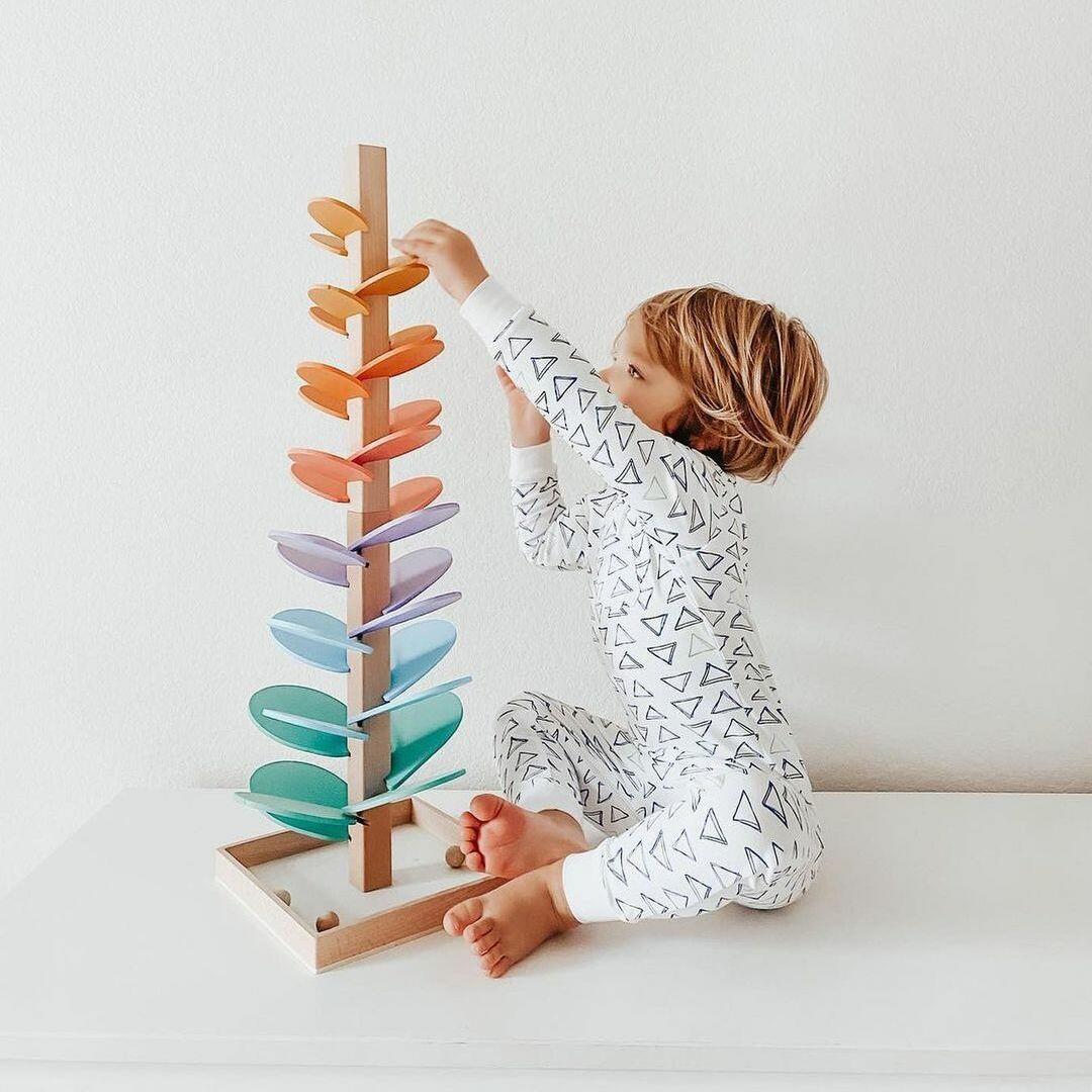 Jouet Éducatif en Bois pour Enfants - Arbre en Marbre Arc-en-Ciel Montessori 3