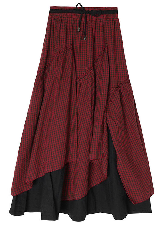 Jupe Asymétrique Rouge Printanière avec Cordon de Serrage 0