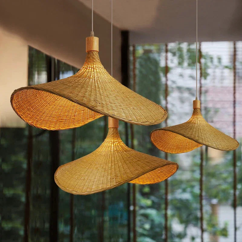 Lampe à Suspension Boho en Bambou Tressé 1