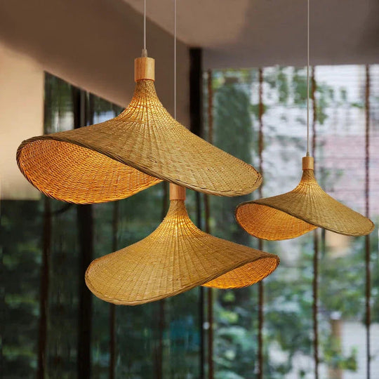 Lampe à Suspension Boho en Bambou Tressé 1
