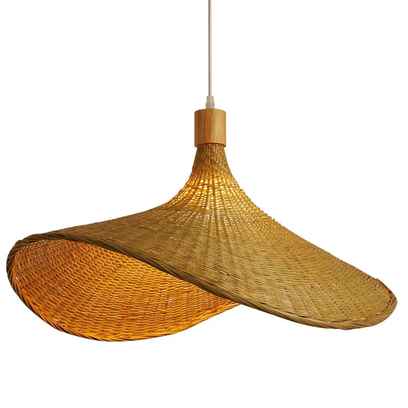 Lampe à Suspension Boho en Bambou Tressé 6