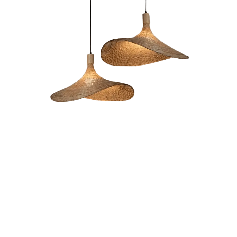 Lampe à Suspension Design Rustique en Rotin Naturel 0