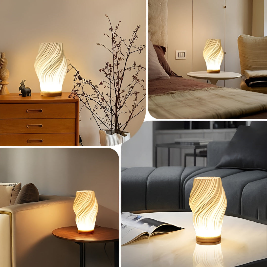 Lampe de Table 3D Ondulée Moderne Design Artisanal 3