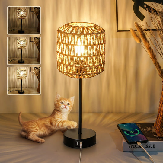 Lampe de table Boho Chic à intensité variable avec port USB 4