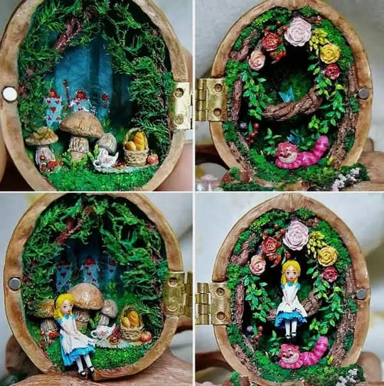 Maison de Poupée Miniature Éclairée en Coquille de Noix 2