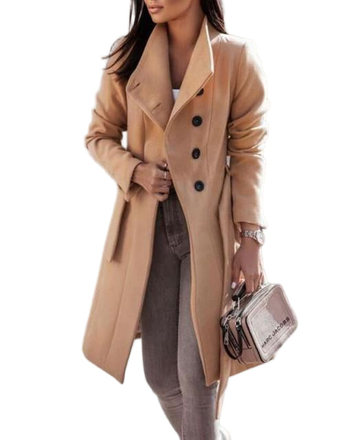 Manteau Long Femme Ajusté en Laine 0