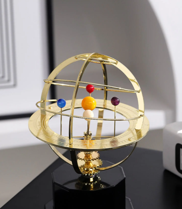 Modèle Grand Orrery Solaire Planètes et Lunes en Pierre Semi-Précieuse 1