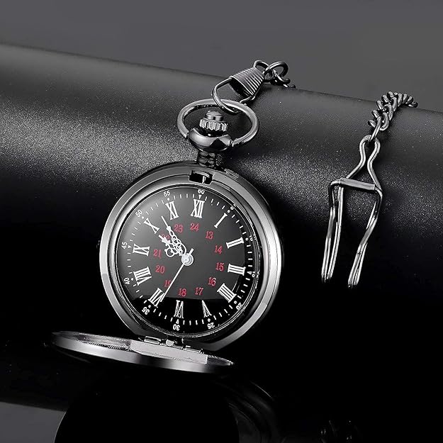 Montre à Gousset Ancienne Vintage Classique avec Chiffres Romains et Chaîne 37 cm 2