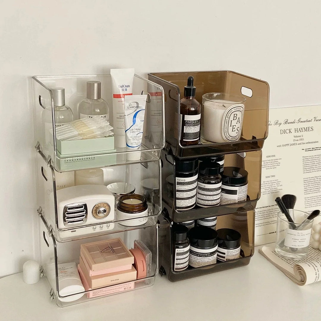 Organisateur de cuisine transparent empilable avec poignées 3