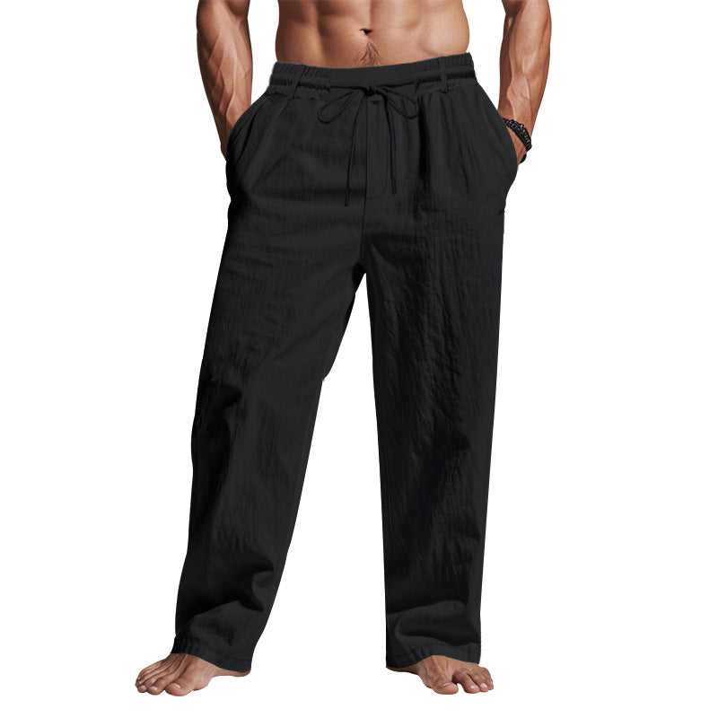 Pantalon en Lin pour Hommes – Coupe Décontractée – Taille Élastique avec Poches 5