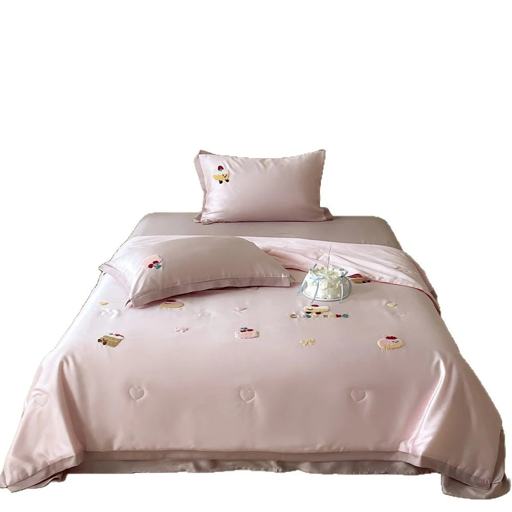 Parure de Lit Femme Brodée Ourson Satinée 5