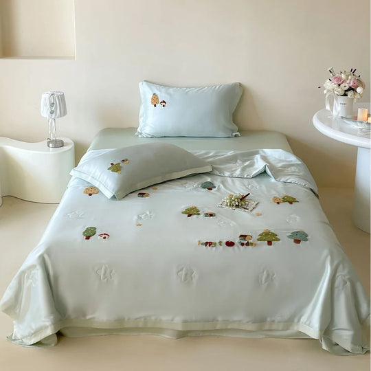 Parure de Lit Femme Brodée Ourson Satinée 6