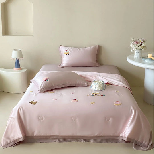 Parure de Lit Femme Brodée Ourson Satinée 7