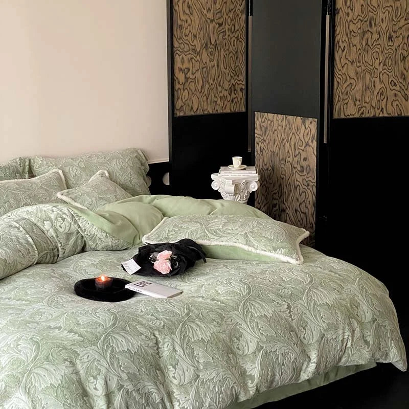 Parure de lit Jacquard Satinée pour Femme Style Cachemire Relief 2