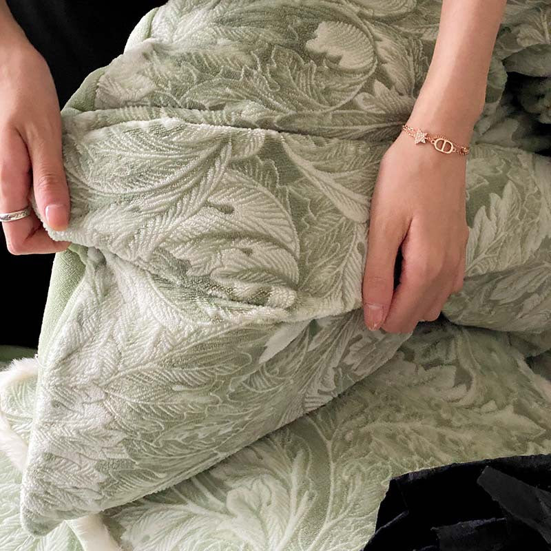 Parure de lit Jacquard Satinée pour Femme Style Cachemire Relief 3