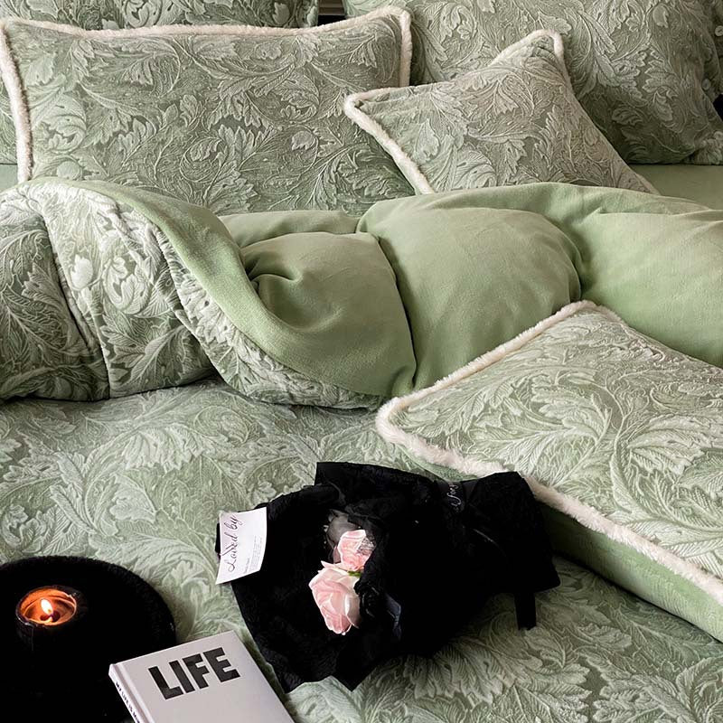 Parure de lit Jacquard Satinée pour Femme Style Cachemire Relief 4