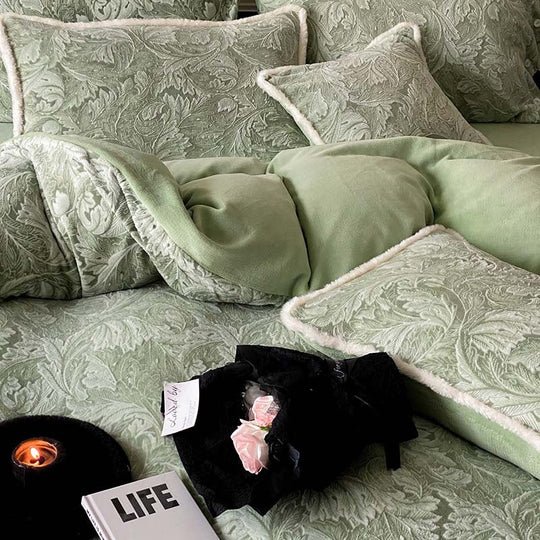 Parure de lit Jacquard Satinée pour Femme Style Cachemire Relief 4