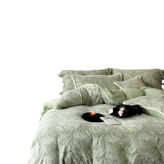 Parure de lit Jacquard Satinée pour Femme Style Cachemire Relief 5