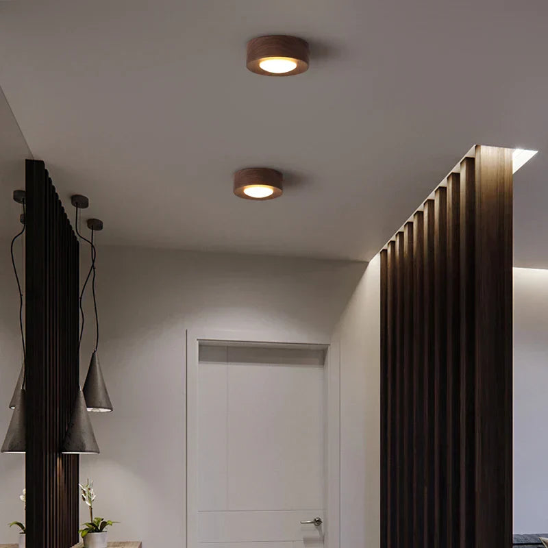 Plafonnier Moderne en Bois avec Accents Dorés 4