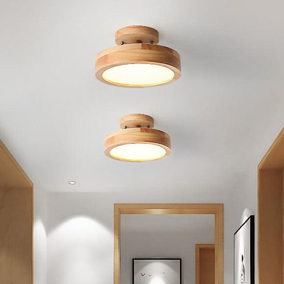 Plafonnier Rond Scandinave en Bois 3