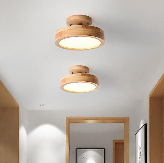 Plafonnier Rond Scandinave en Bois 3