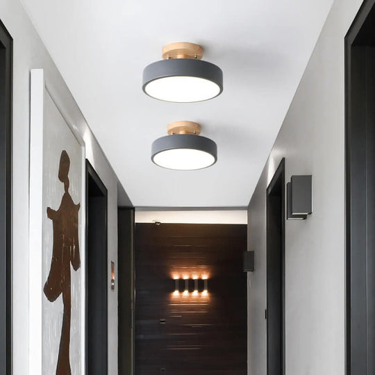 Plafonnier Rond Scandinave en Bois 9
