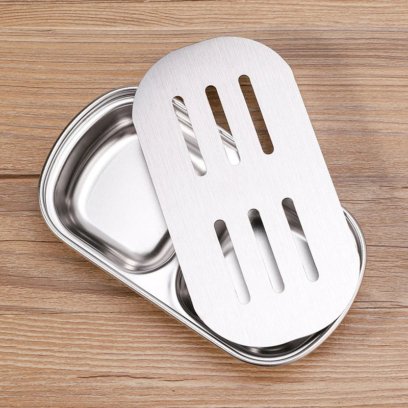 Plateau avec égouttoir pour thé en acier inoxydable portable 4