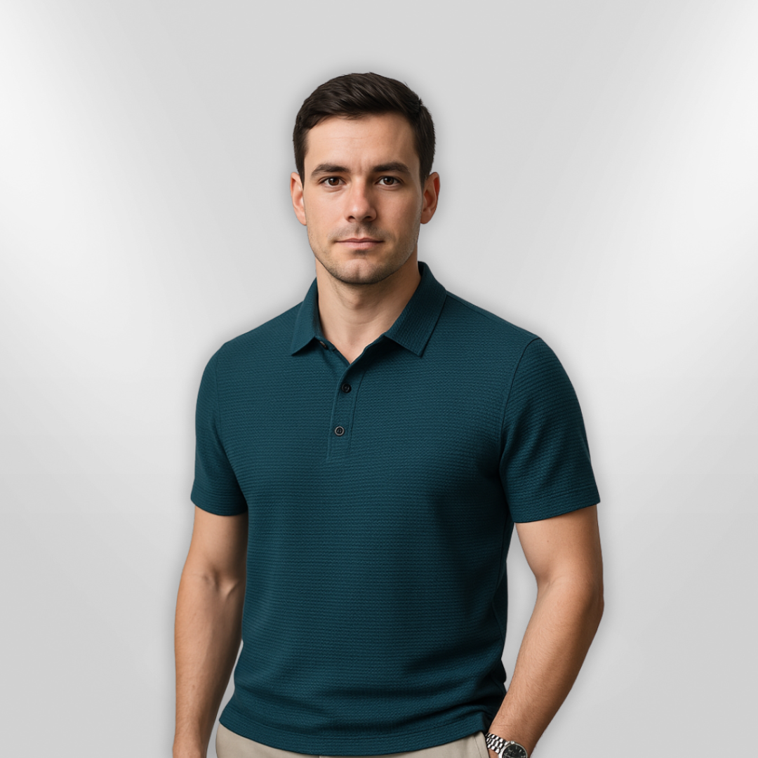 Polo Homme Manche Longue Élégant en Tissu Respirant 1