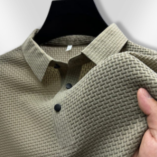 Polo Homme Manche Longue Élégant en Tissu Respirant 7
