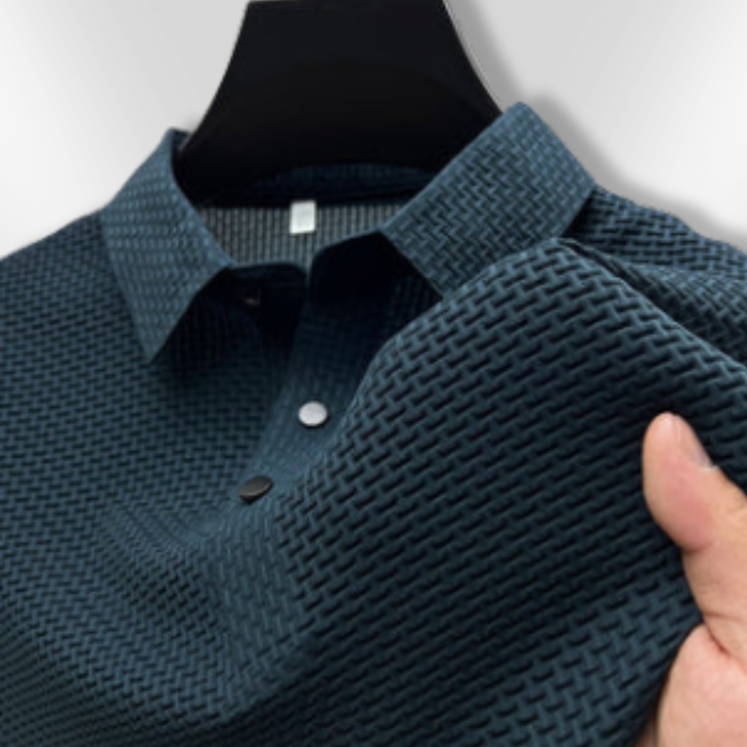 Polo Homme Manche Longue Élégant en Tissu Respirant 8