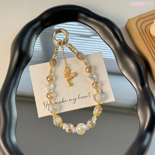Porte-clés Femme avec Pendentif Papillon et Perles 6