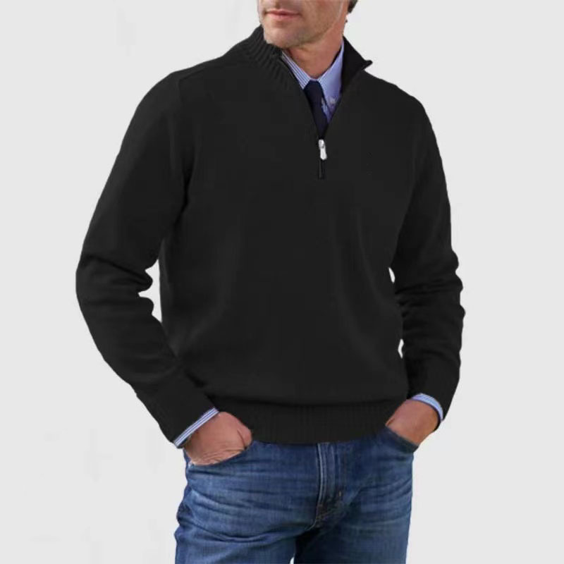 Pull à Col Montant pour Hommes en Tricot avec Demi-Zip 4