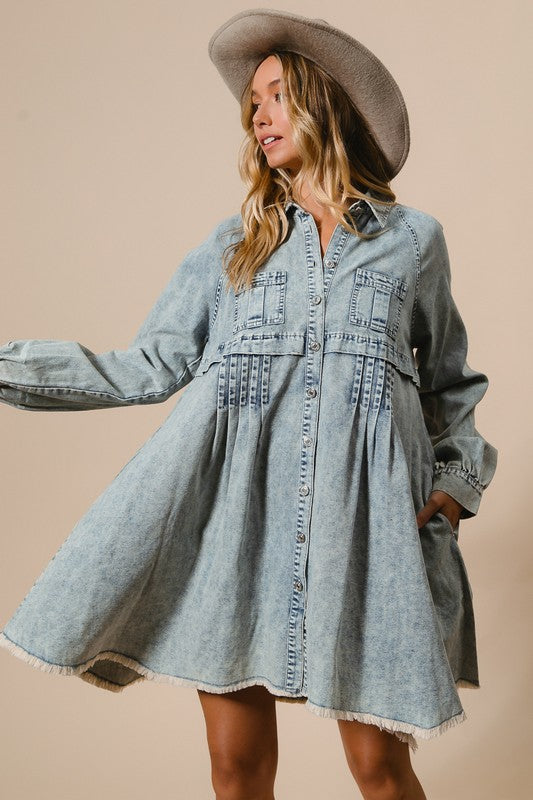 Robe Chemise en Jean Minéral Lavé pour Femme 1