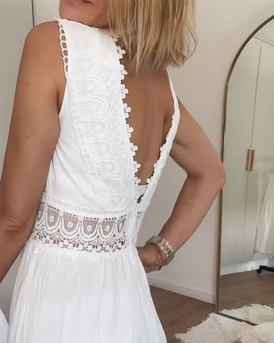Robe Femme A-Line Chic en Dentelle à Col V 3
