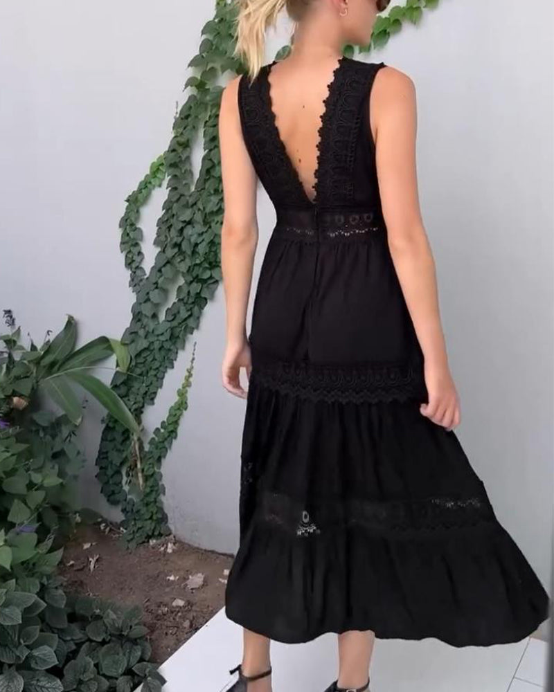 Robe Femme A-Line Chic en Dentelle à Col V 5
