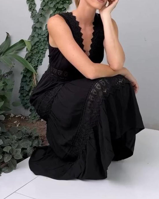 Robe Femme A-Line Chic en Dentelle à Col V 6