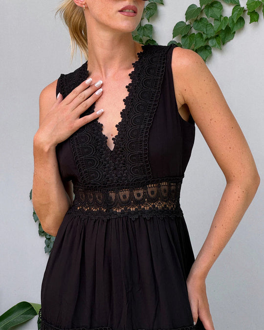 Robe Femme A-Line Chic en Dentelle à Col V 8