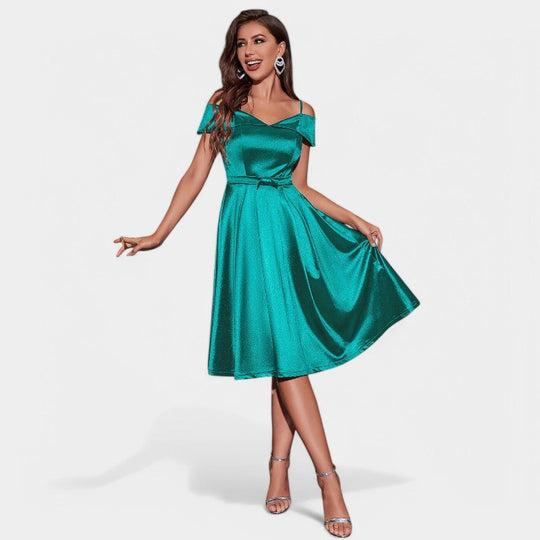 Robe Femme À Épaules Dénudées Satinée Pour Mariage 4