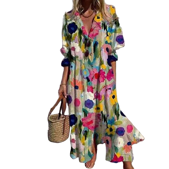 Robe Longue Femme Bohème Maxi Été Aérienne avec Motifs Delicats 0
