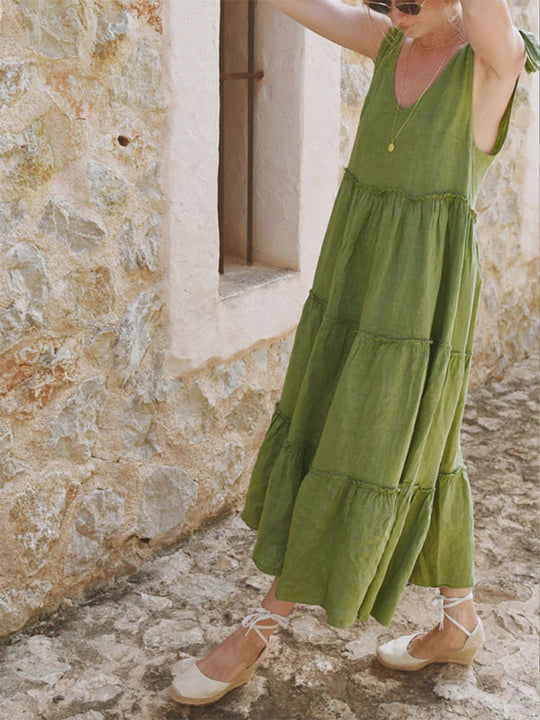 Robe Longue Femme Décontractée Coton Lin 3