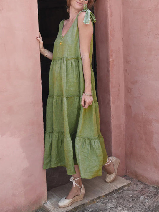 Robe Longue Femme Décontractée Coton Lin 4
