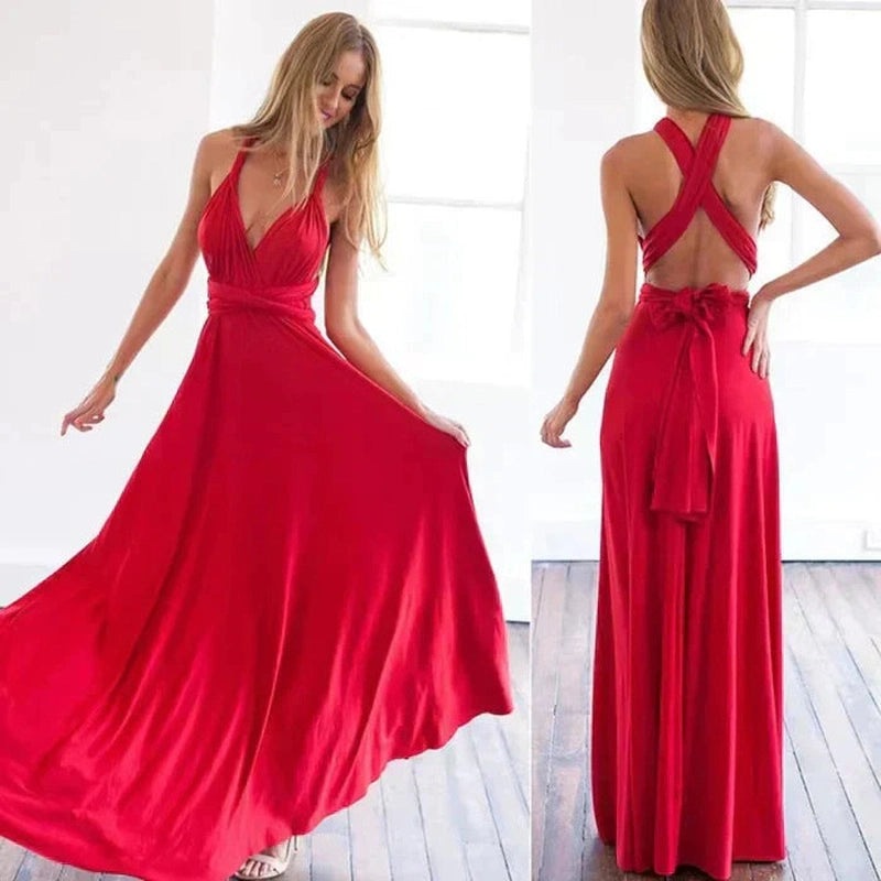 Robe Longue Femme Portefeuille Élastique Polyester Polyvalente 1