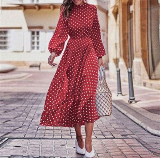 Robe Maxi à Pois pour Femmes à Manches Longues 2