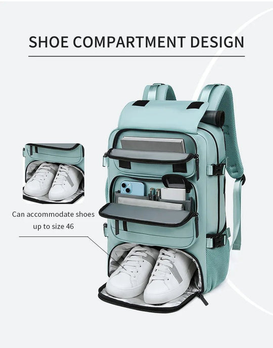 Sac à dos de voyage imperméable avec port USB et compartiment à chaussures 3