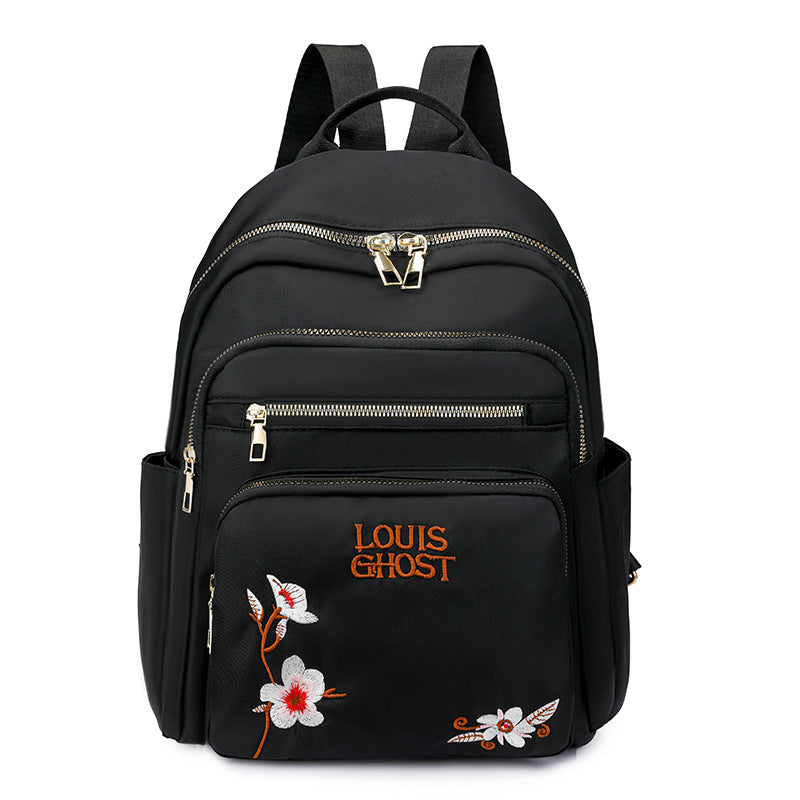Sac à dos multi-poches pour femme avec broderie florale 0